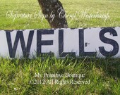 COTTAGE NAME SIGN, Shabby Chic Name Sign, Primitive Name Sign , Bridal Shower Gift, House Warming Gift, 45 x 10