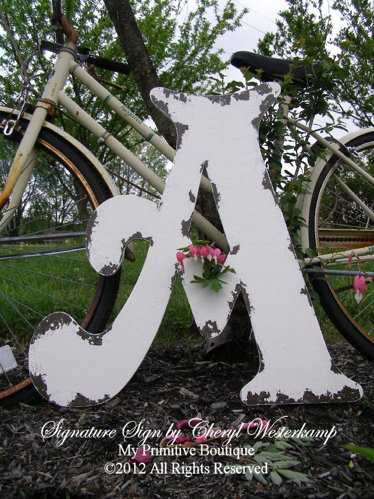 LARGE WOODEN LETTER  A, Wooden Cottage Letters, Cut Out Letter A, Shabby Chic Letter, Choose Any Letter In The Alphabet, 2 Feet Tall Letter