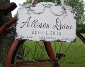 BIRTH ANNOUNCEMENT Sign, Baby Name Sign, Vintage Inspired Nursery Decor, Baby Shower Gift