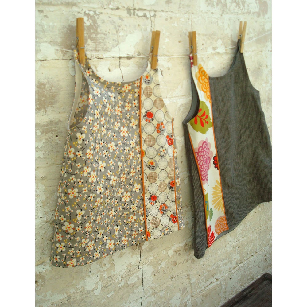 Grey and Orange Floral Shift Dress - Size 18 Months to 2T -