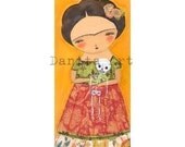 FRIDA y Su MUERTE - Print from original painting by Danita (5x10 PRINT)