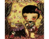 The Doll Maker - Giclee Reproduction from Original Mixed Media Collage Painting By Danita Art - (8x8 INCHES)