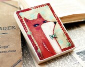 The Hearty Fox - ACEO Giclee Reproduction Mounted On Wood Block by Danita Art (2.5  x 3.5 Inches Print)