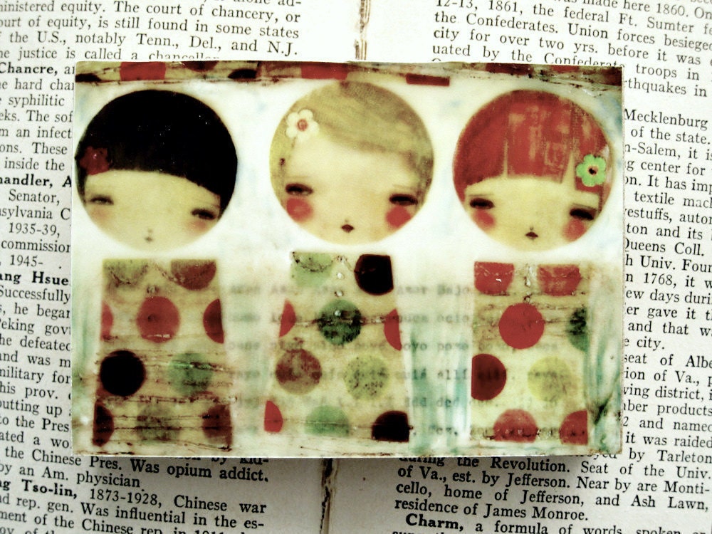 The three of us- ACEO Giclee Reproduction Mounted On Wood Block by Danita Art (2.5  x 3.5 Inches Print)