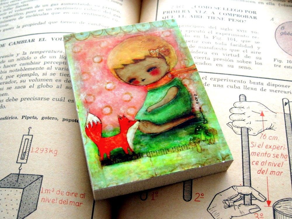 The essential (Fox) - ACEO Giclee Reproduction Mounted On Wood Block by Danita Art (2.5  x 3.5 Inches Print)