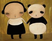 ME AND MY PANDA- Signed Art Reproduction From Original Painting by Danita (8x8 PRINT)