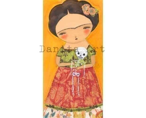 FRIDA y Su MUERTE - Print from original painting by Danita (5x10 PRINT)