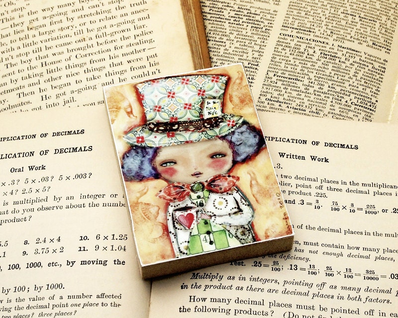 The Mad Hatter - ACEO Giclee Reproduction Mounted On Wood Block by Danita Art (2.5  x 3.5 Inches Print)
