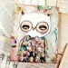 The Amazing Mr. Owl - Original Mixed Media Collage Painting By Danita (8x10 Inches On Wood)