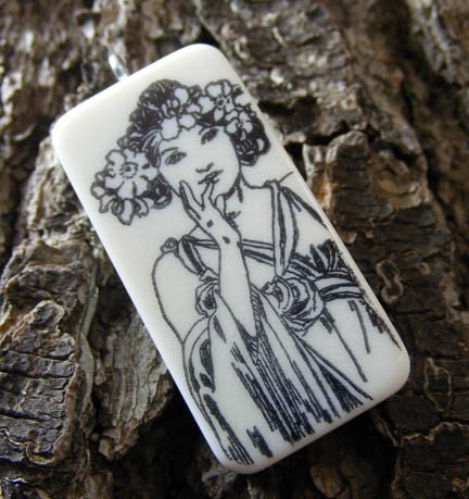 5 DIY Coloring Book JAPANESE GEISHA Domino Pendant