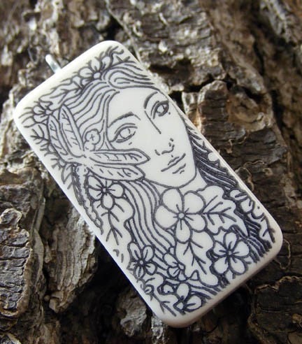 5 DIY Coloring Book DRAGONFLY GODDESS Domino Pendant