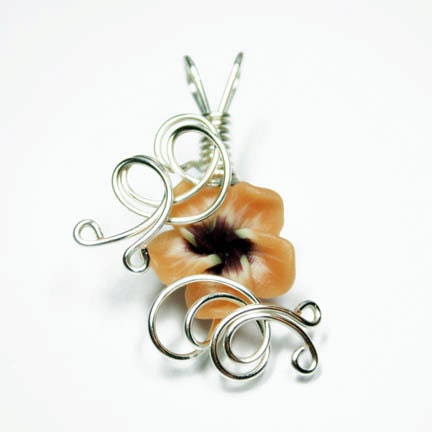 Made to Order - Design 08 - Aromatherapy Wire Wrapped  Polymer Clay Tropical Flower Bead PERFUME Pendant