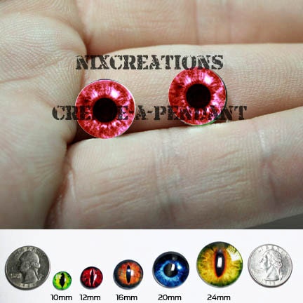 10mm Handmade Set of Red Human Glass Taxidermy Eyes Cabochons for Steampunk Jewelry Pendants