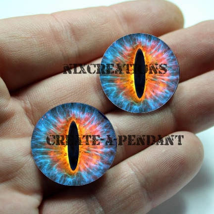 24mm 1 inch Blue Fire Dragon Glass Taxidermy Doll Eyes Cabochons for Steampunk Jewelry and Pendant Making
