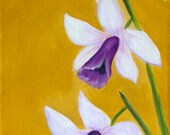 Orchids  /  White and Purple Orchids / Original Oil by Maria Williams