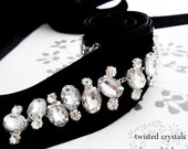 Midnight black and crystal jeweled belt, finished with a velvet sash.  Ready to ship.