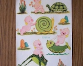 Vintage Cherub ,Fish, Turtle, Frog, Snail Decals Meyercord1701-A