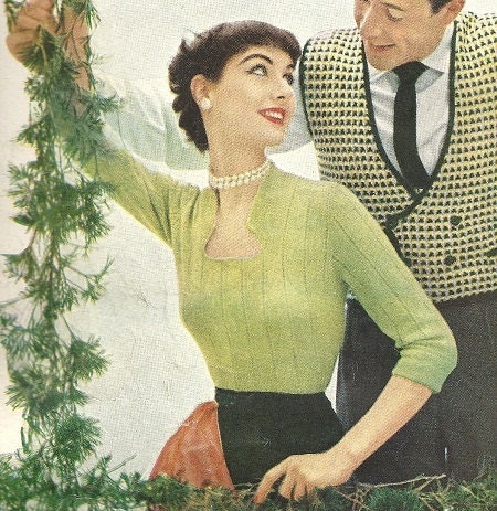 Vintage 50s Misses Sweater Top Knitting Pattern PDF W100