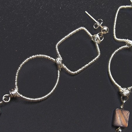 Wire Coil Earrings Circle Square Geometry Shapes