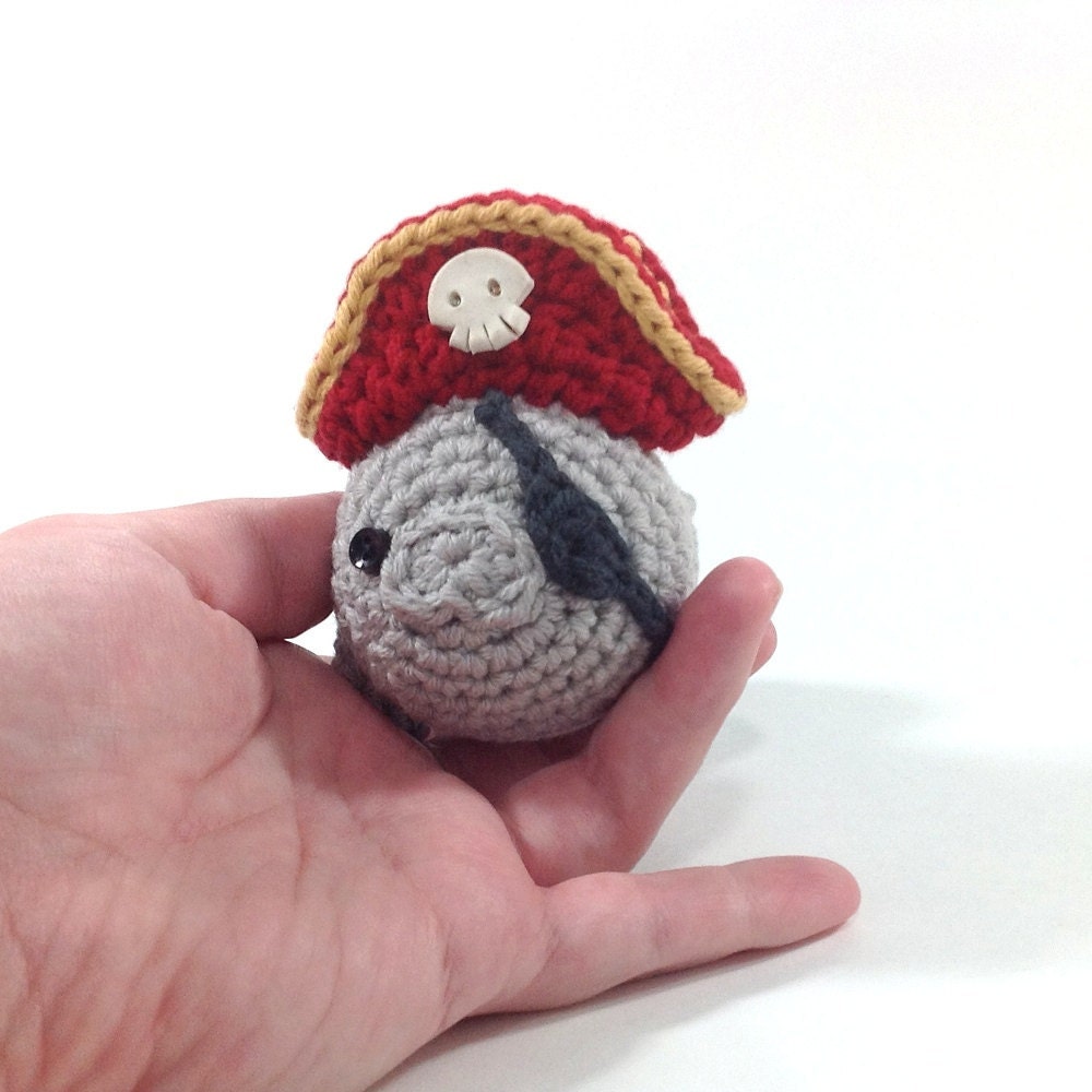 Pirate Manatee, Handmade Amigurumi Toy