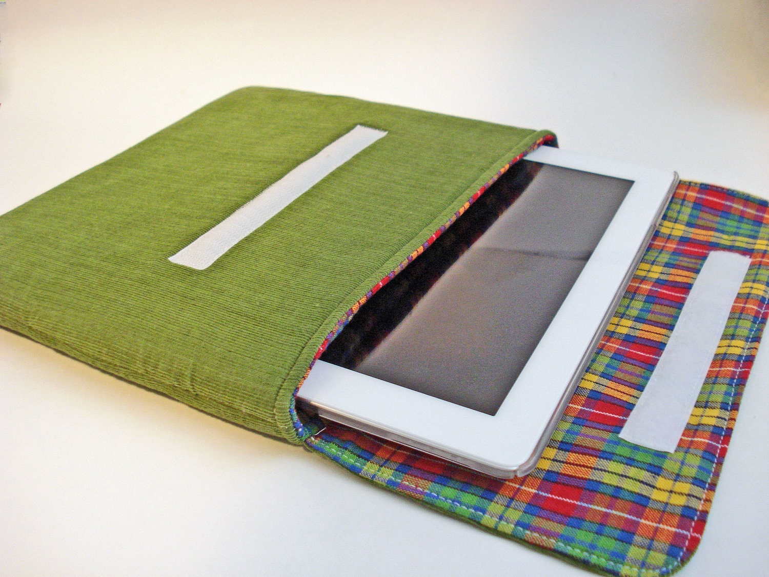 iPad case, iPad cover, iPad sleeve. Men's iPad case in moss green corduroy