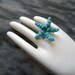 Starfish Ring - Crocheted Cotton - Turquoise Jewelry