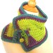 Lime Green Knit Cowl Capelet with Amethyst Brooch