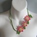 Coral Flowers Crochet Necklace Choker - Mothers Day Gift