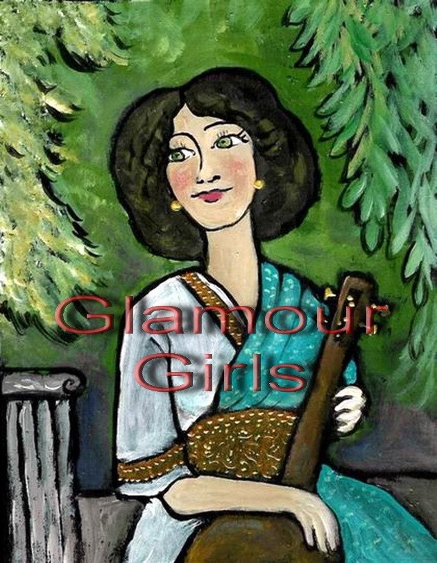 Glamour Girl Mini Wood Block Painting  - Anooshas Love Original - Sweet Portrait