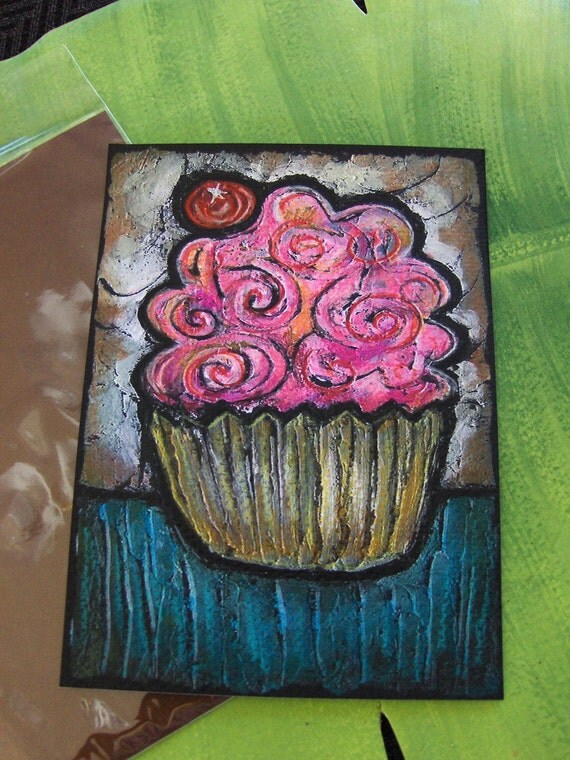 Fat Albert Cupcake - Print from Original Wood Block Painting img