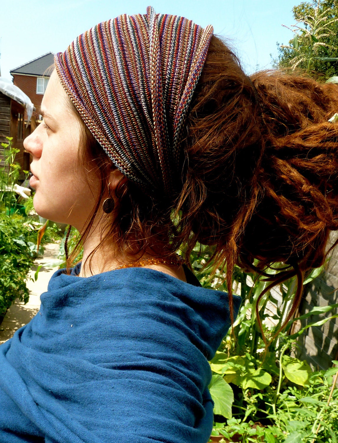 Multicoloured Purples Hippie Boho Traveler's Striped Cotton Stretch Headband / Dreadlock Band GIFT IDEAS