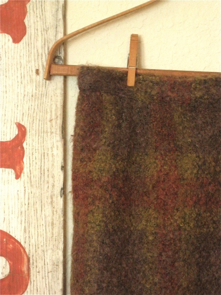 vintage brown plaid boucle pencil skirt