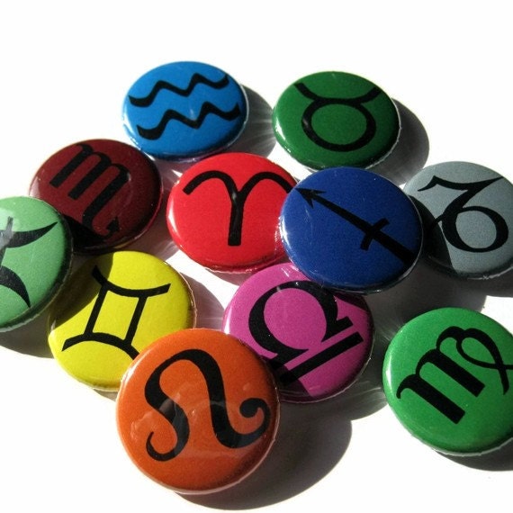 1 inch Astrological Sun Signs buttons badges pins