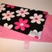 BABY GIFT SET - Hot Pink Daisies on Black Burp Cloth and Changing Mat Gift Set