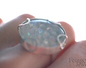Gravity Collection: Sterling Silver Ring with Iridescent Marbles (SIZE 8.5) Free Domestic Shipping