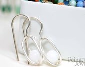Sterling Silver Earrings with Floating White Glass Spheres - Free Domestic Shipping