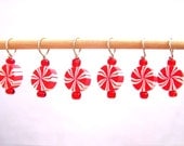 Peppermint Stitch Markers--Set of Six