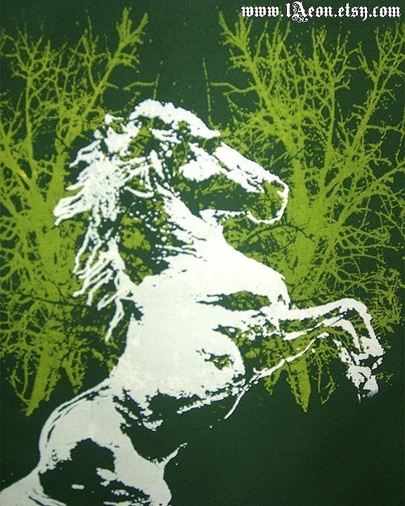 1AEON forest green tote bag with a horse unisex