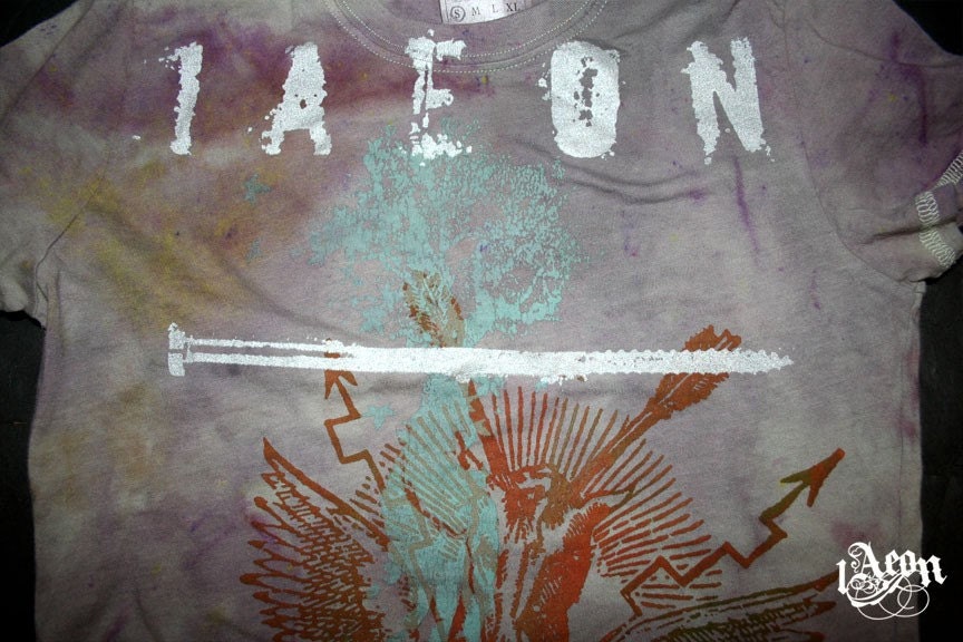 1AEON hand dyed womens top with Deerhead and silver screw - size S