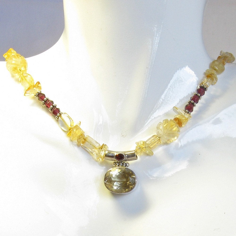 Citrine and Garnet Necklace Set