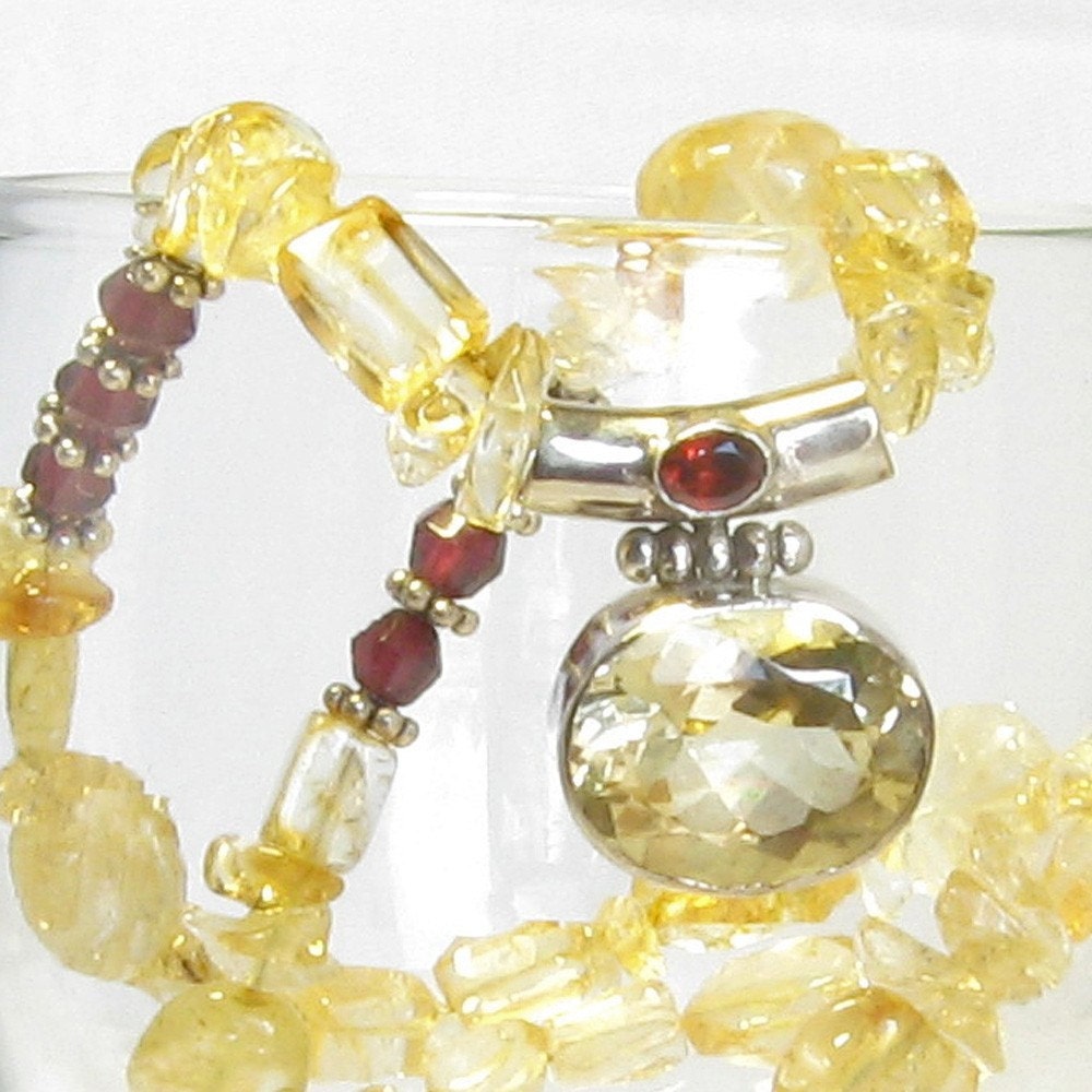 Citrine and Garnet Necklace Set