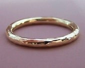Hammered Yellow Gold Wedding Ring - Hand Hammered 14k Recycled Gold - 2 mm round