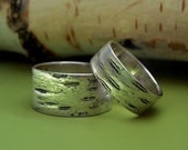 Birch Bark Wedding Bands - Sterling Silver