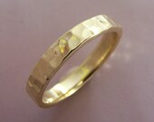 18k Gold Wedding Band - Hammered - 3 mm - Size 5 3/4 - READY TO SHIP