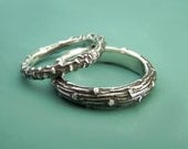 Sterling Silver Twig Wedding Rings - Recycled Sterling Silver - Pine Branch