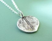 Sterling Silver Leaf Necklace - Tiny Aspen