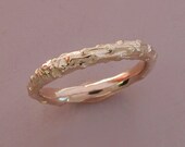 14k Rose Gold Twig Wedding Ring - Narrow Pine Branch