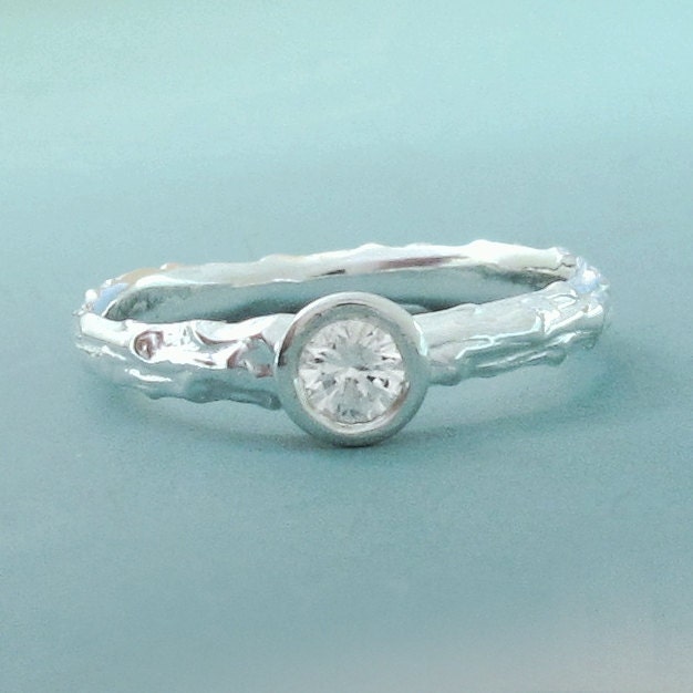Twig Engagement Ring - Sterling Silver - Pine Branch - Setting Only - Custom Order