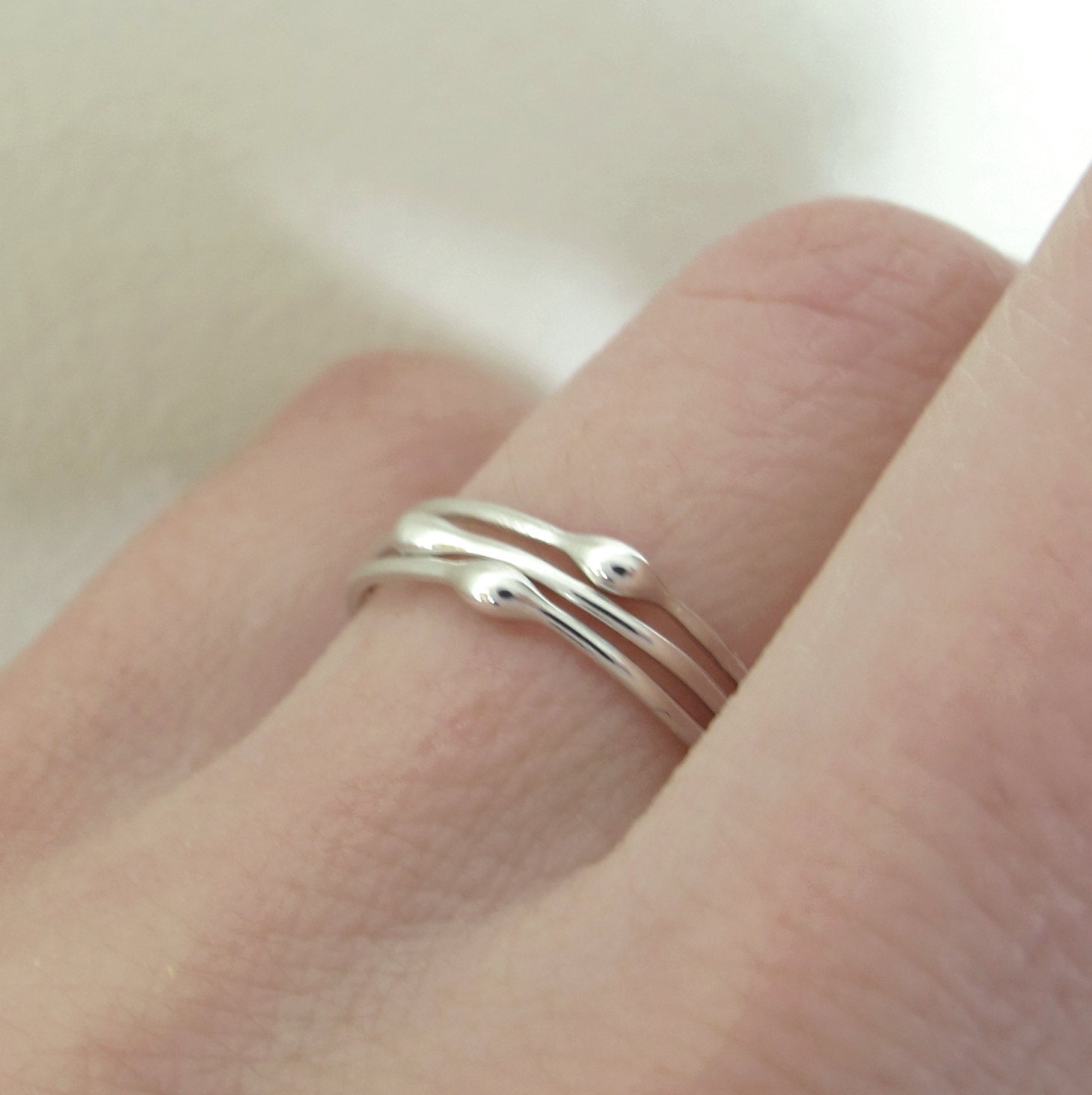 Sterling Silver Stacking Ring Set - Rain - Set of Three