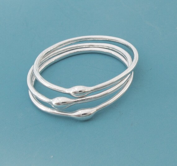 Sterling Silver Stacking Ring Set - Rain - Set of Three